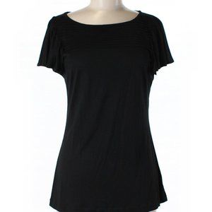 Banana Republic black short sleeve silk top